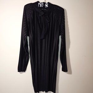 Zara Long Raglan Sleeve Pleated Midi Dress Black Size L